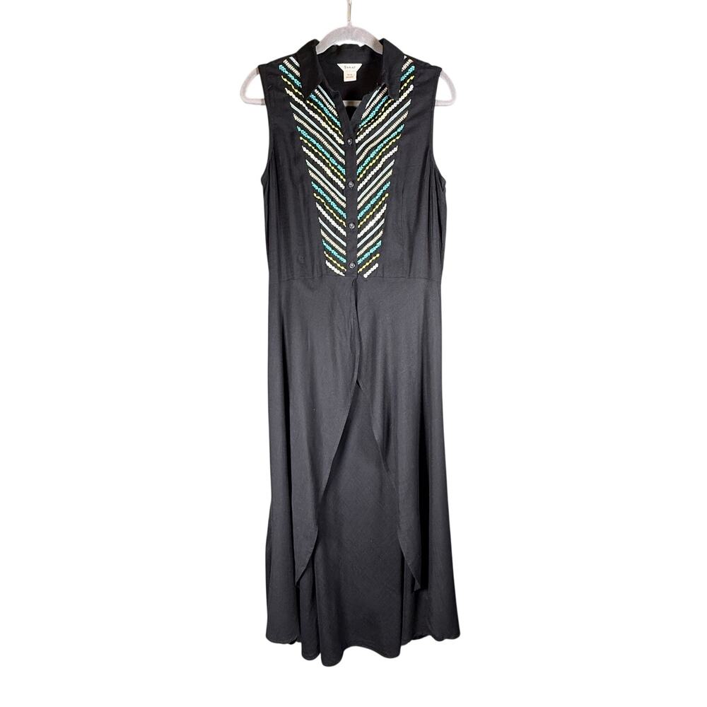 Ariat sleeveless duster shirt - sequin embroidered black concert western size M